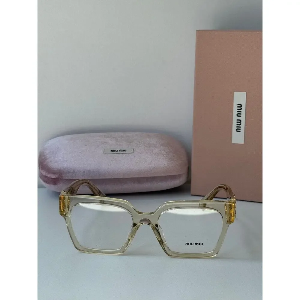 NEW Miu Miu MU04UV Oversized Square Eyeglasses in Sand